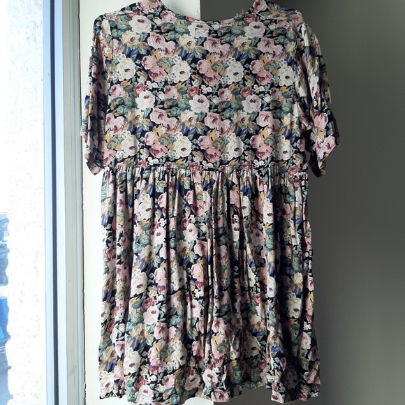 VINTAGE • 90s FLORAL GRUNGE BABYDOLL TUNIC TOP - Picture 4 of 4